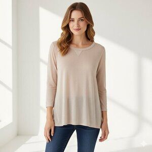 Aritzia Babaton Top 3/4 Length Sleeve Flowy Casual Basic Lilac Gray Size XS